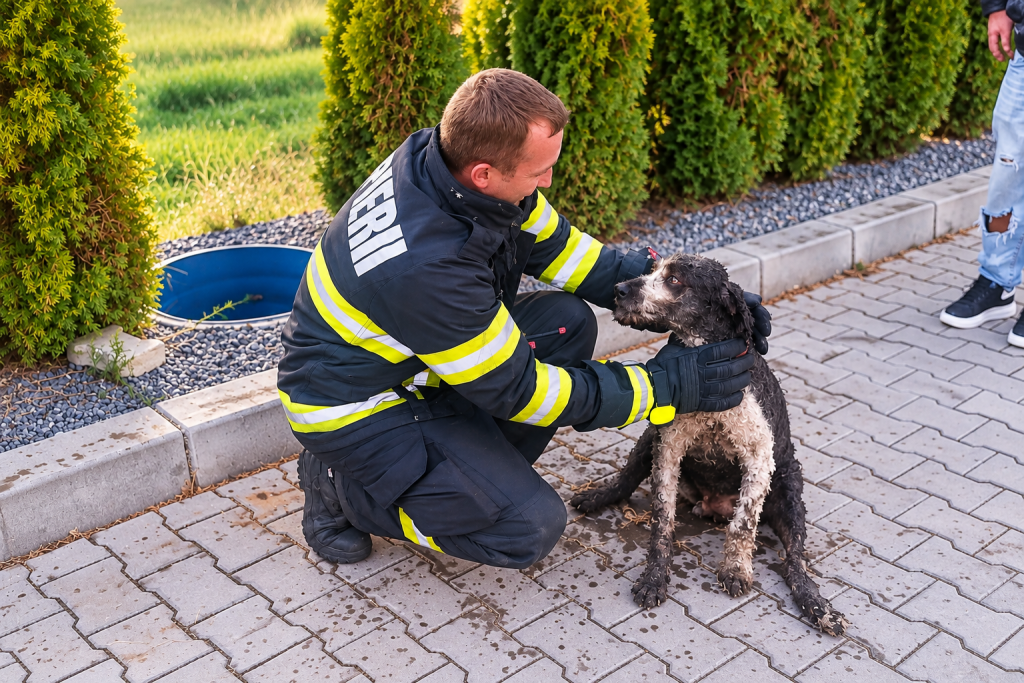 Rocky, câine Lagotto Romagnolo, găsit captiv într-un canal din Chiștag, Bihor